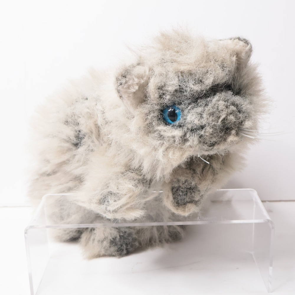 Vintage Country Critters Grey Persian Cat Hand Puppet Long Hair Blue Eyes USA